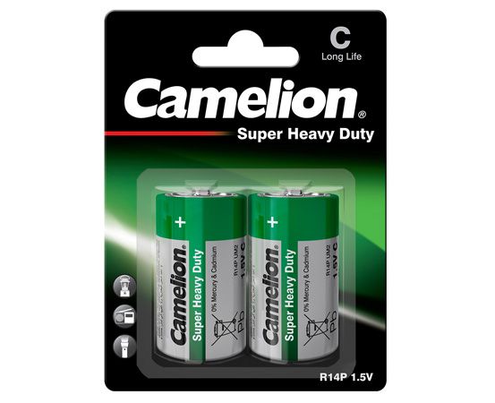100 x Camelion Super Heavy Duty Batterie Baby C R14 Zink Kohle 1,5V  10100214 